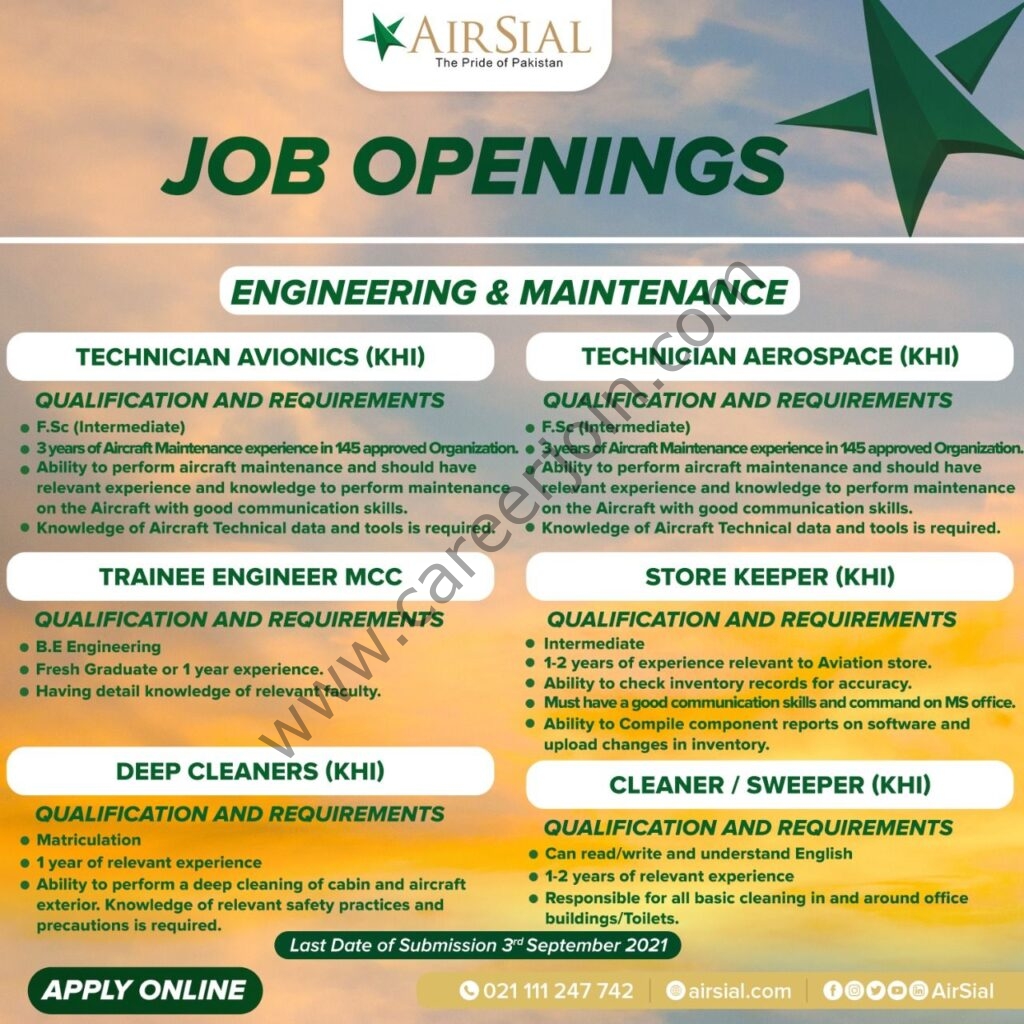 AirSial Limited Jobs 29 August 2021 02