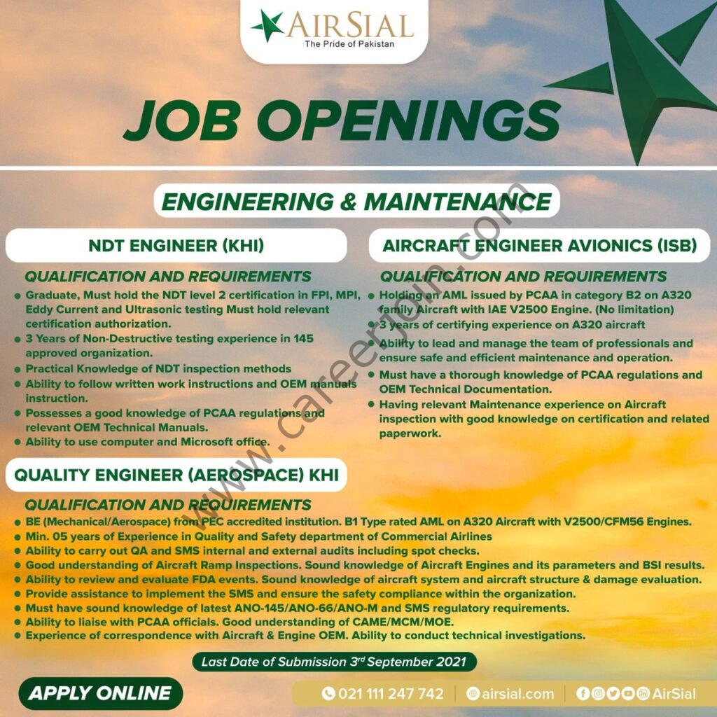 AirSial Limited Jobs 29 August 2021