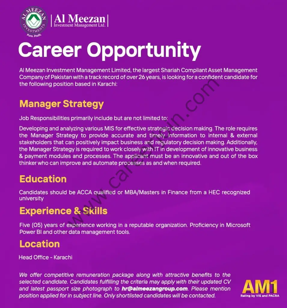 Al Meezan Investment Management Ltd Jobs August 2021 02