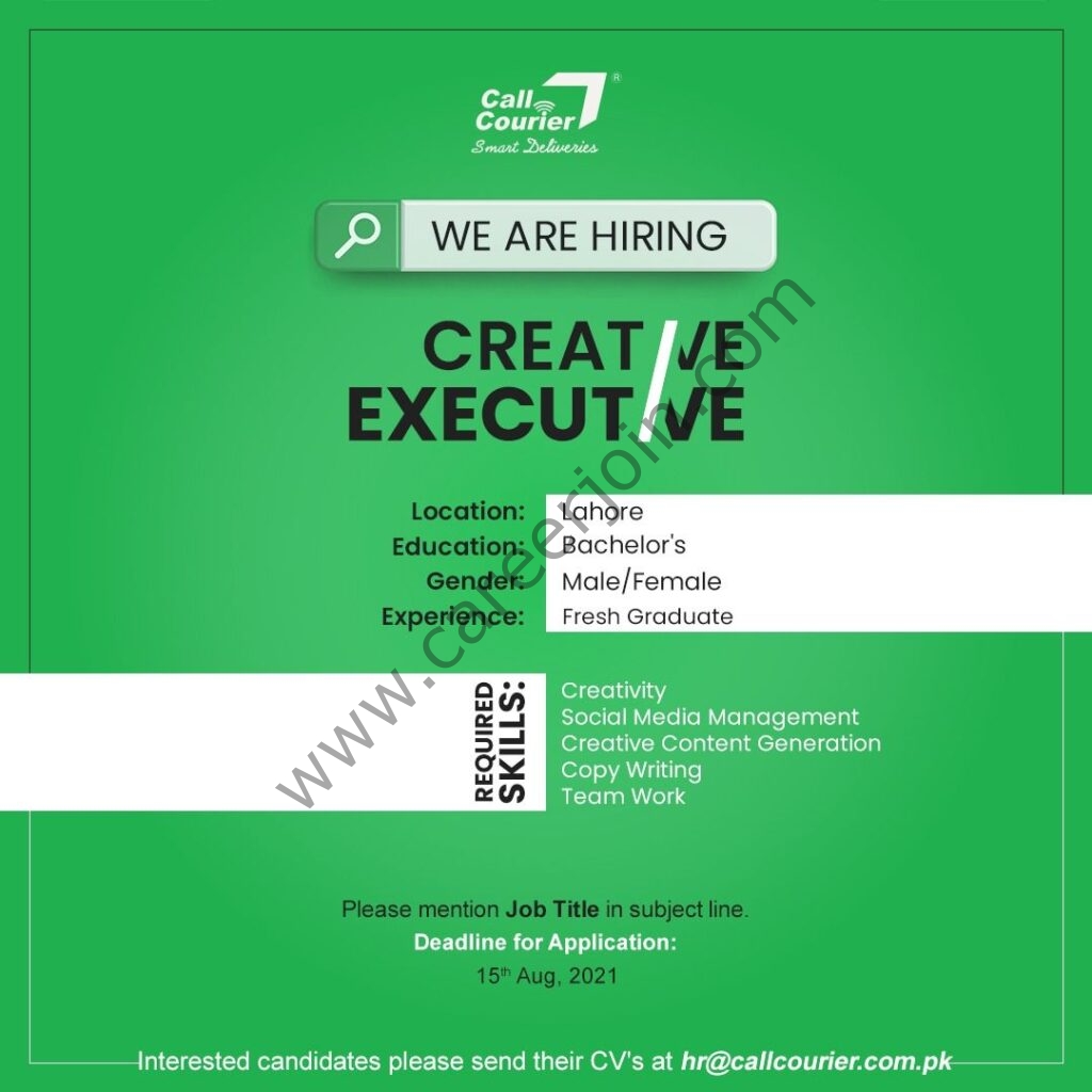 Call Courier Pvt Ltd Jobs Creative Executive 01