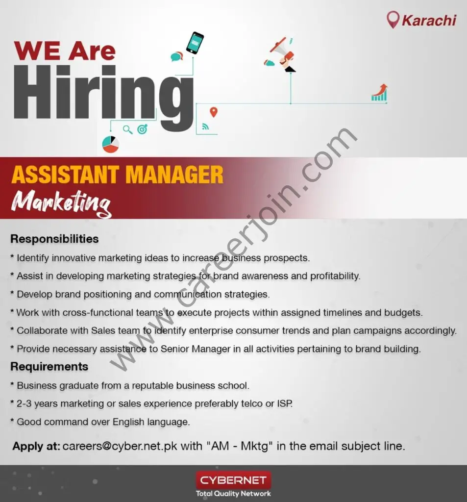Cyber Net Jobs Assistant Manager Marketing 01