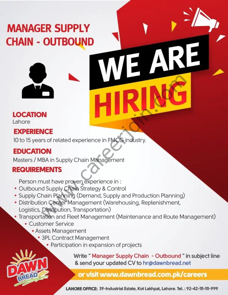 Dawn Bread Jobs Manager Supply Chain Outbound 01