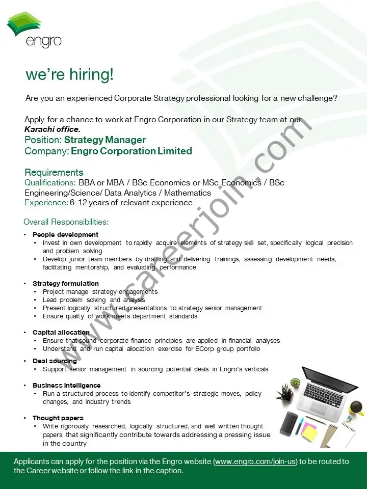 Engro Corporation Ltd Jobs Strategy Manager