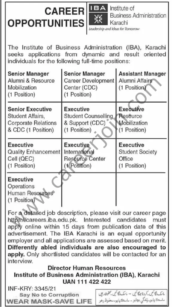 IBA Institute of Business Administration Jobs August 2021 01