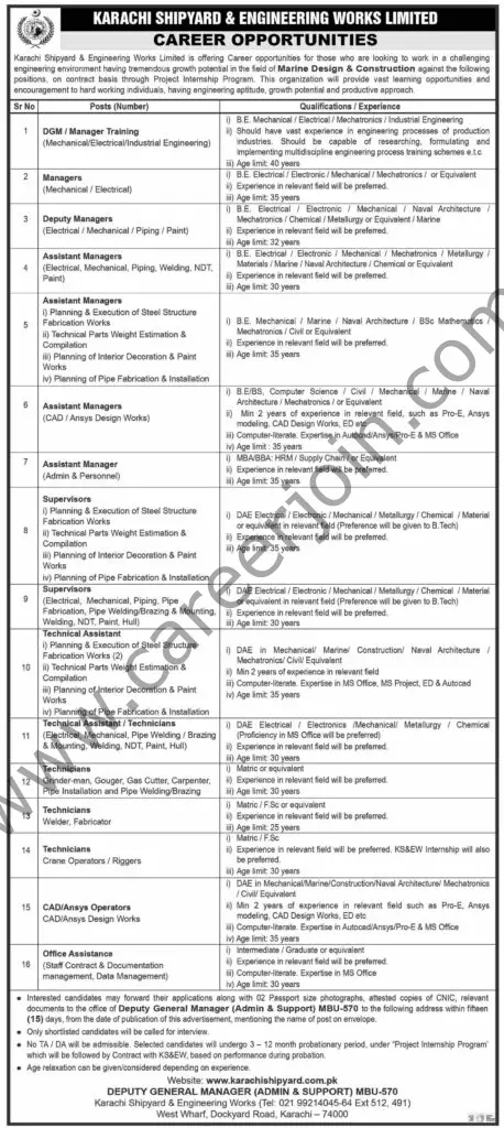 Karachi Shipyard and Engineering Works Ltd Jobs 08 August 2021 Express