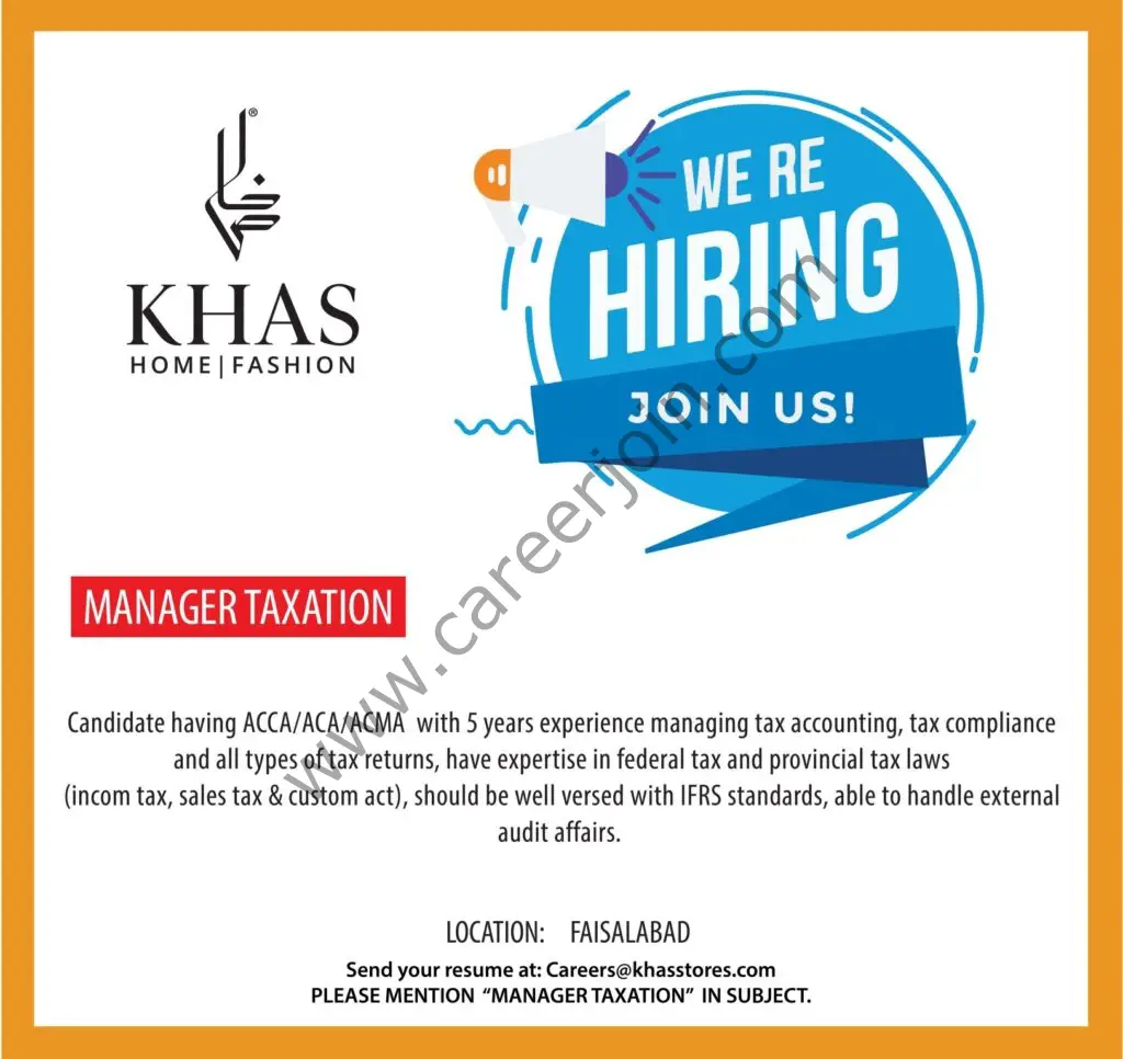 Khas Stores Jobs Manager Taxation 01