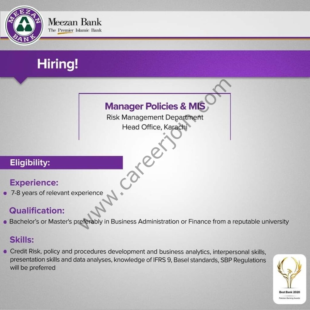 Meezan Bank Limited Jobs August 2021