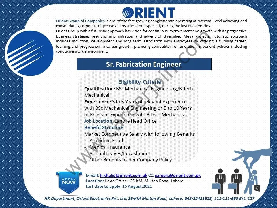 Orient Electronics Pvt Ltd Jobs Senior Fabrication Engineer 01