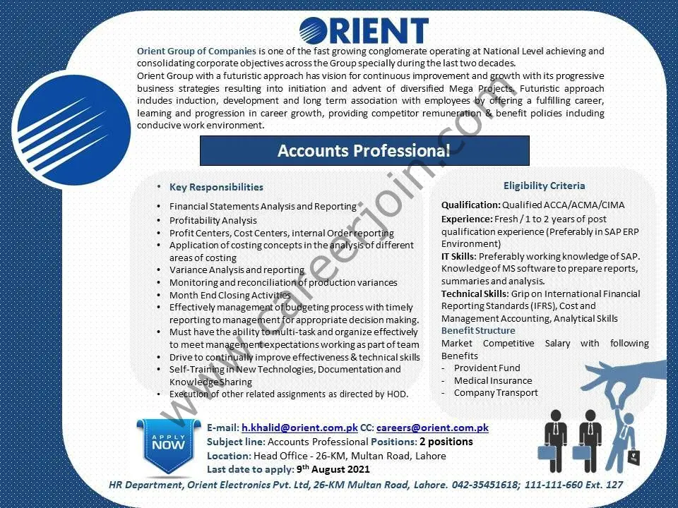 Orient Group of Companies Jobs Accounts Professional 01