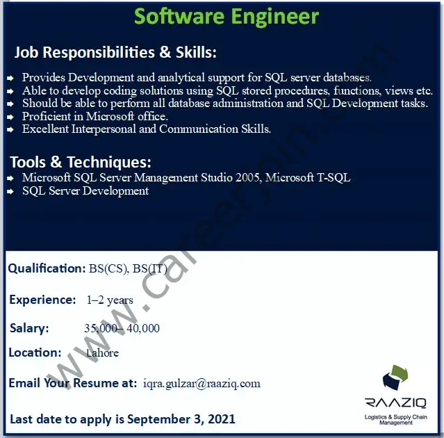 Raaziq International Pvt Ltd Jobs Software Engineer 01