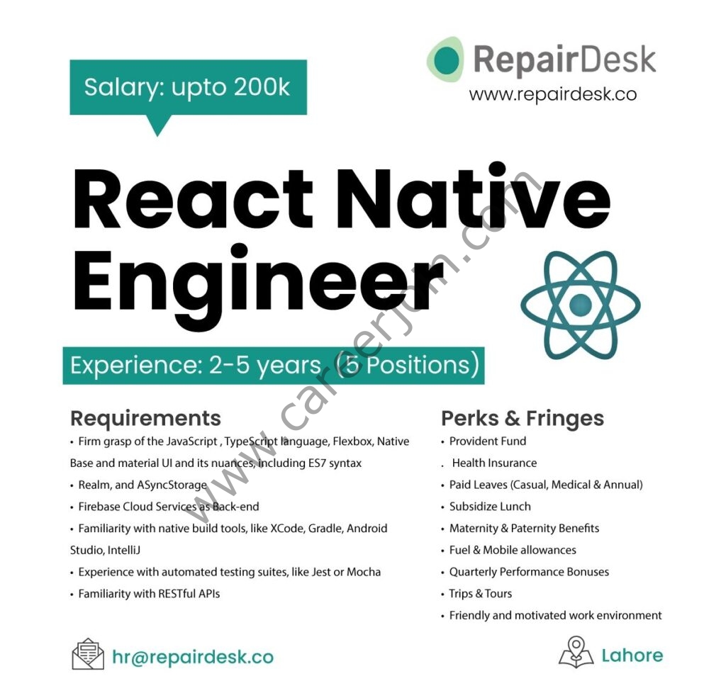 RepairDesk Pvt Ltd Jobs React Native Engineer 01