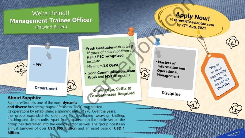 Sapphire Fibres Limited Jobs Management Trainee Officer 01