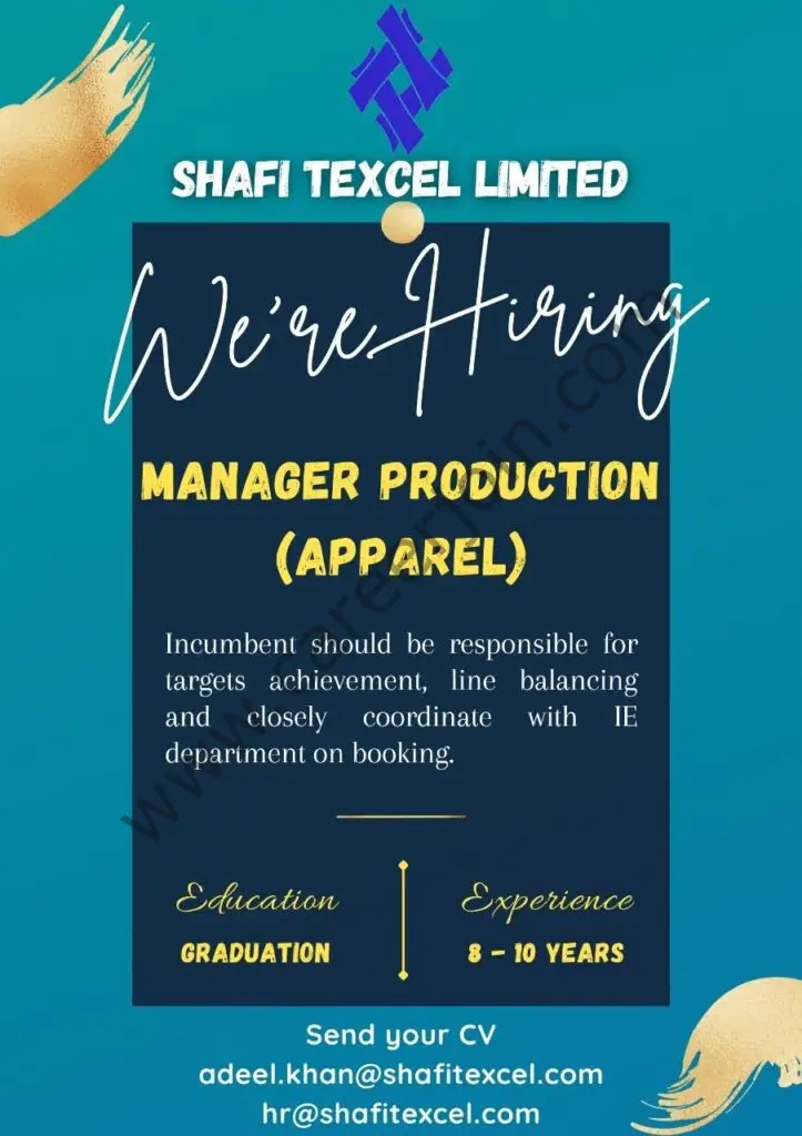 Shafi Texcel Limited Jobs Manager Production 01
