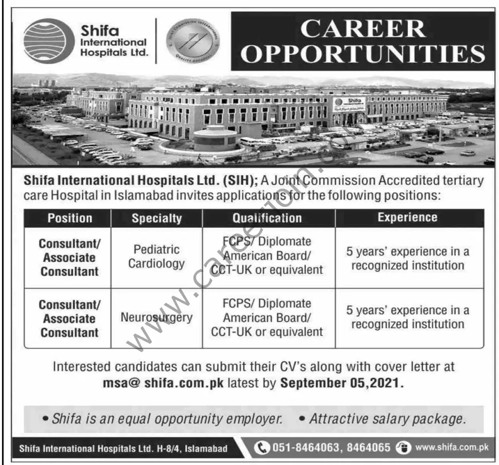 Shifa International Hospitals Ltd Jobs August 2021