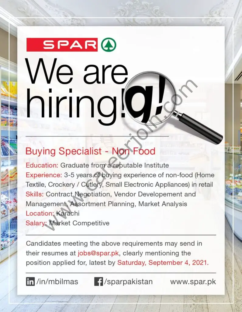 SPAR Pakistan Jobs Buying Specialist Non Food 01