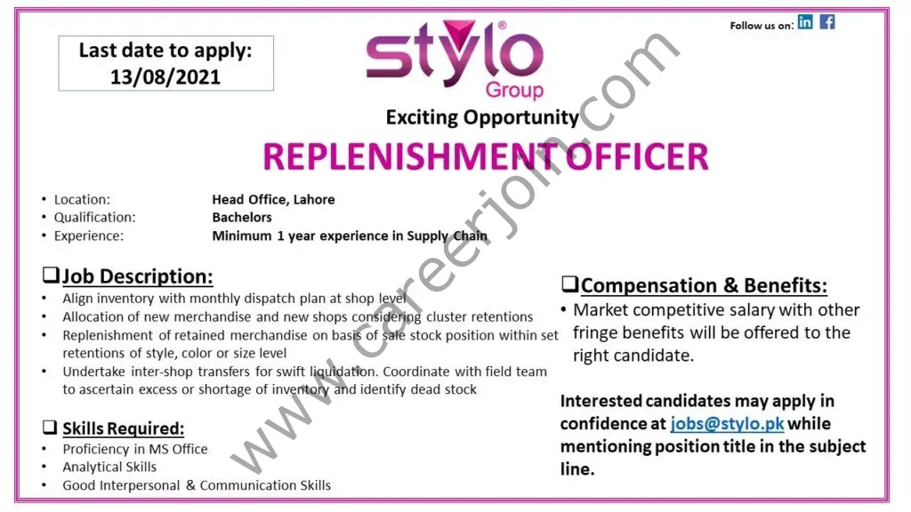 Stylo Pvt Ltd Jobs 09 August 2021