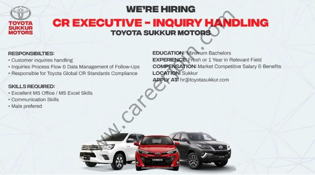 Toyota Sukkur Motors Jobs 09 August 2021