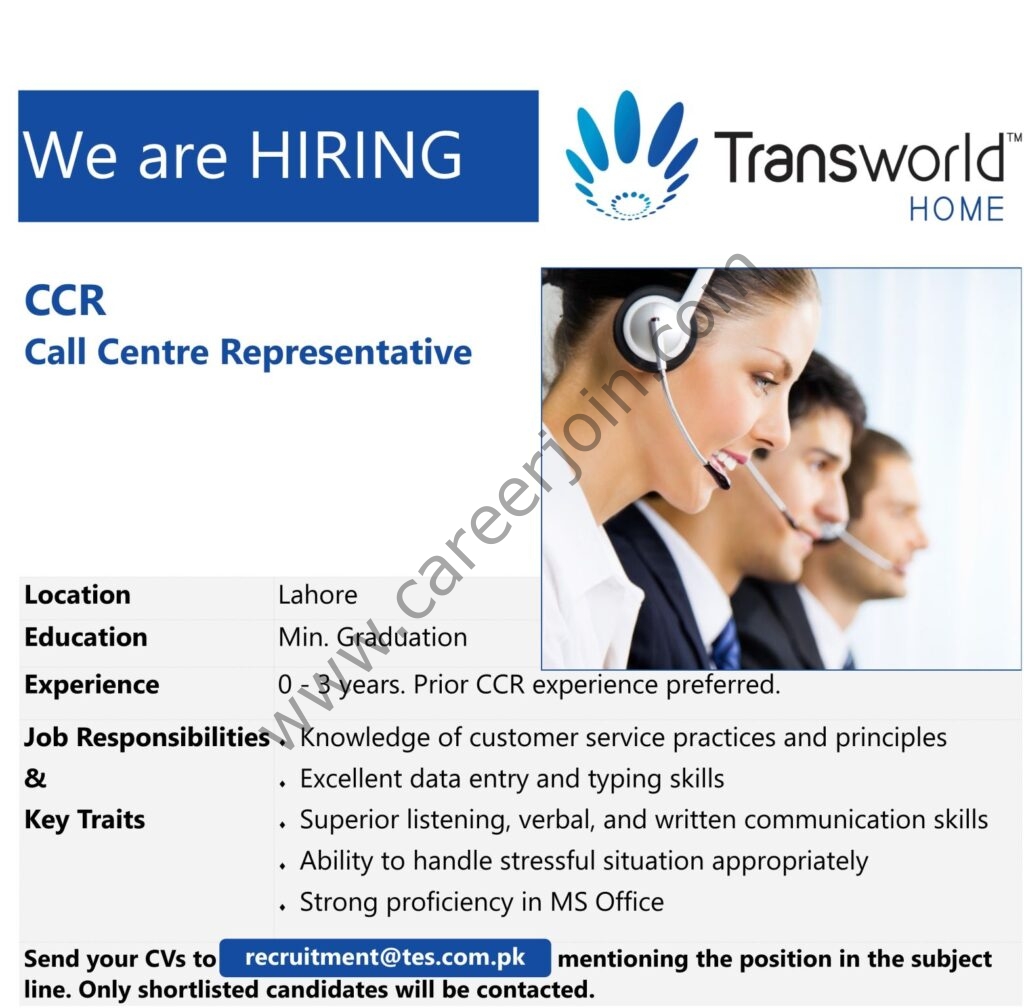 Transworld Home Jobs Call Centre Representative CCR