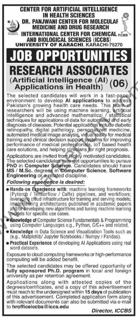 University Of Karachi Jobs Research Associates 01