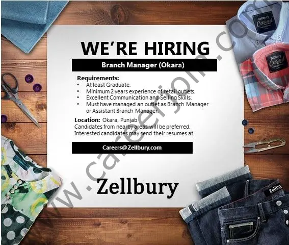 Zellbury Pakistan Jobs Branch Manager 01