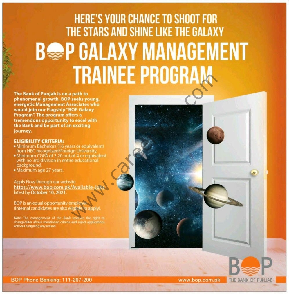 Bank Of Punjab BOP Galaxy Management Trainee Program 2021 01