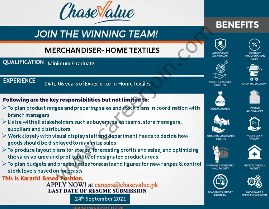 Chase Value Jobs Merchandiser Home Textiles 01