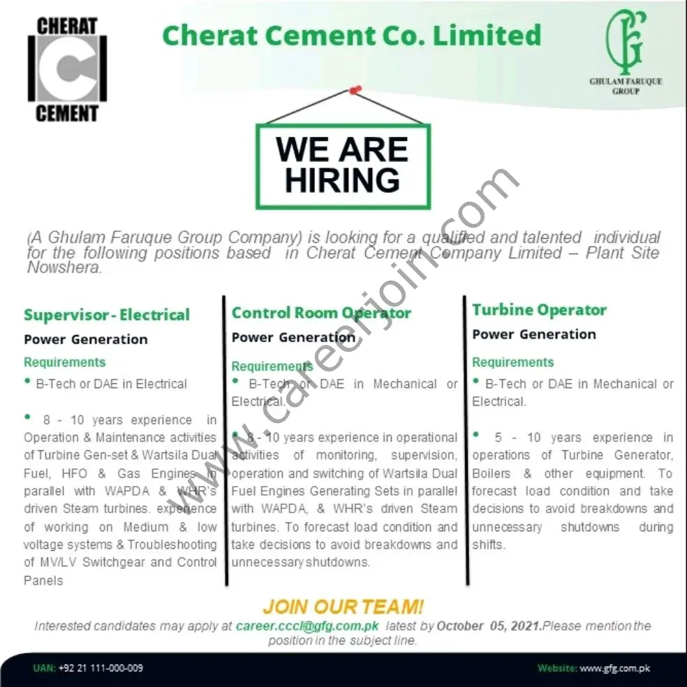 Jobs In Cherat Cement Company