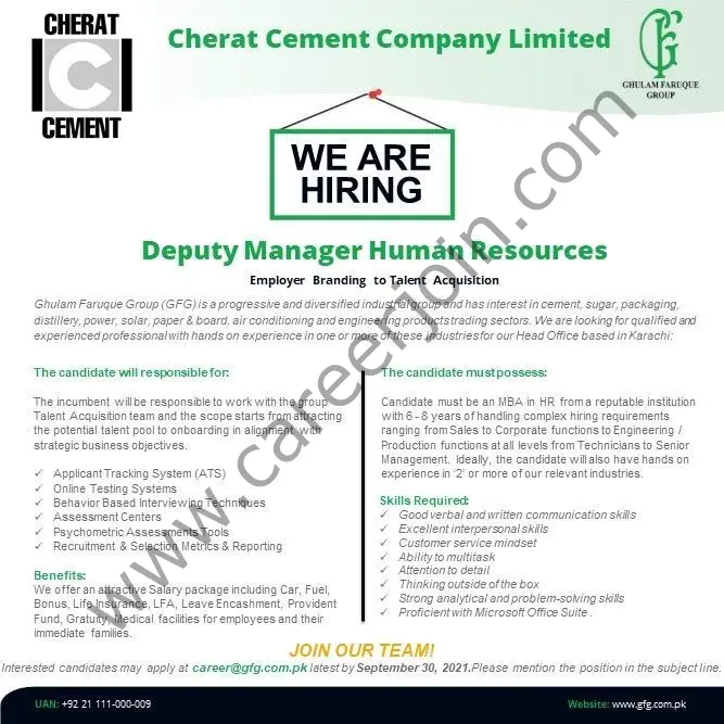 Cherat Cement Company Limited Jobs Deputy Manager Human Resources 01
