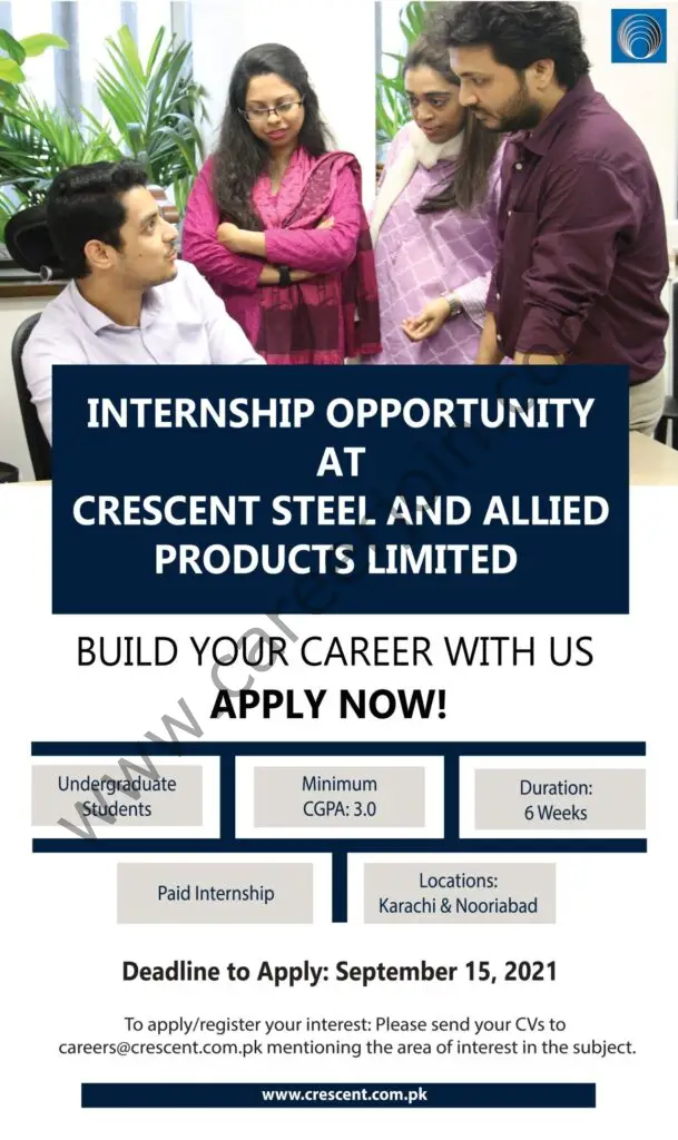 Crescent Steel and Allied Products Ltd Paid Internships September 2021 01