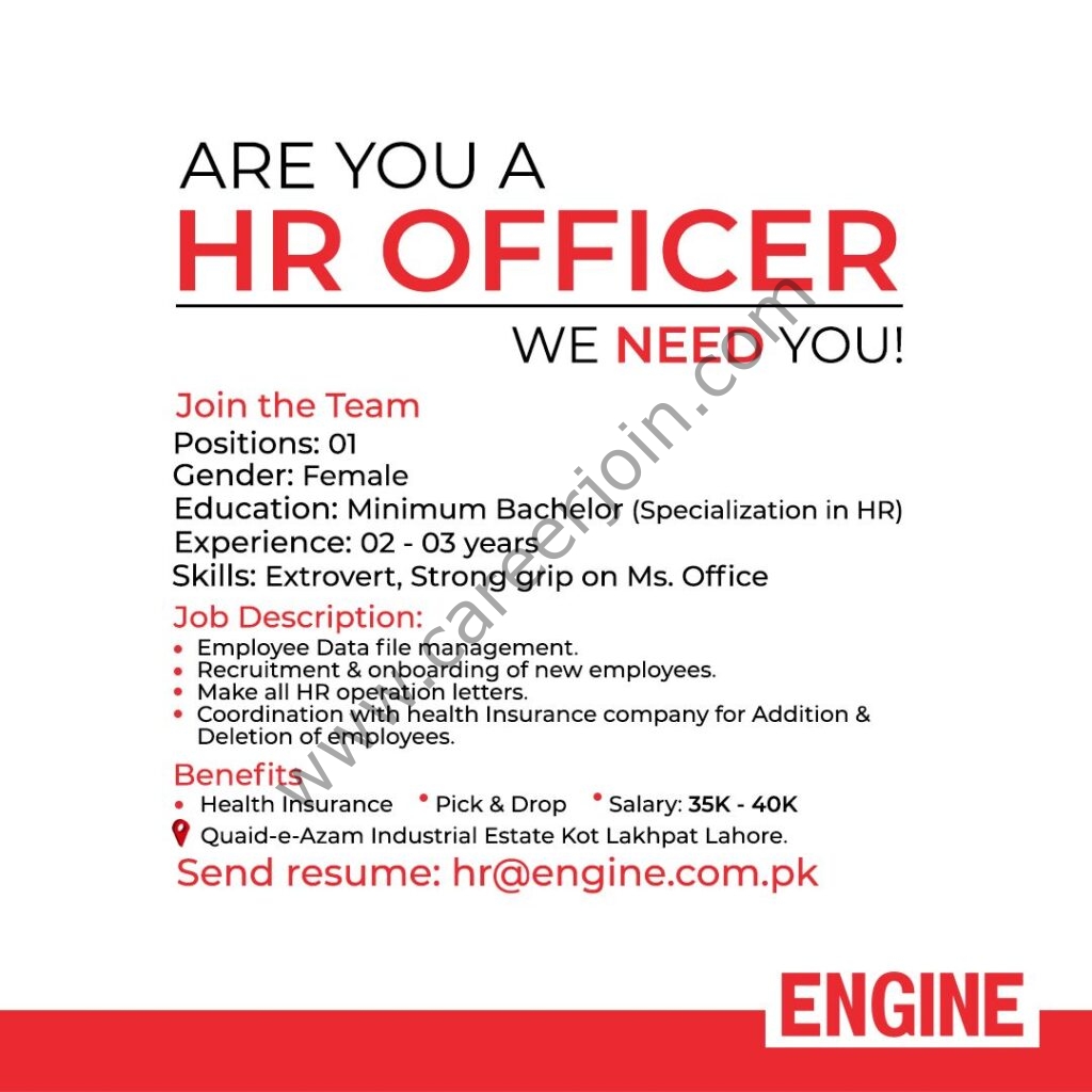 Engine Clothing Jobs HR Officer 01