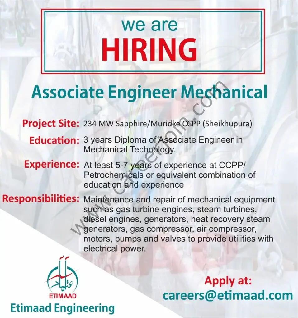 Etimaad Engineering Jobs Associate Engineer Mechanical 01