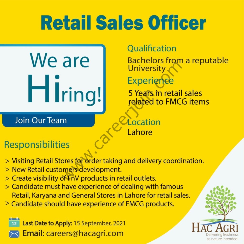 HAC Agri Ltd Jobs Retail Sales Officer 01