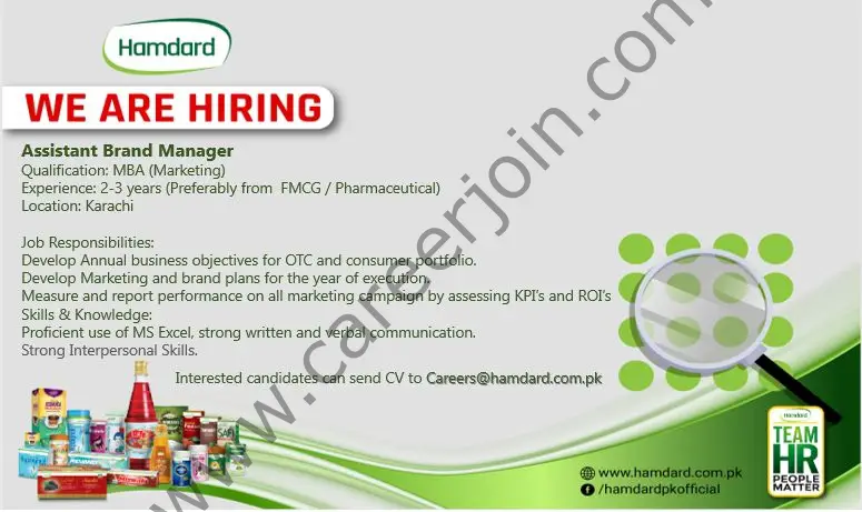 Hamdard Pakistan Jobs Assistant Brand Manager 01