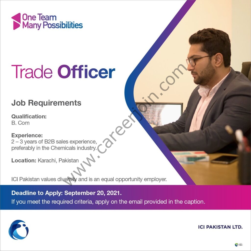 ICI Pakistan Limited Jobs Trade Officer 01