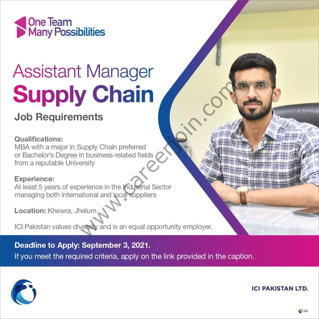 ICI Pakistan Limited Jobs Assistant Manager Supply Chain 01