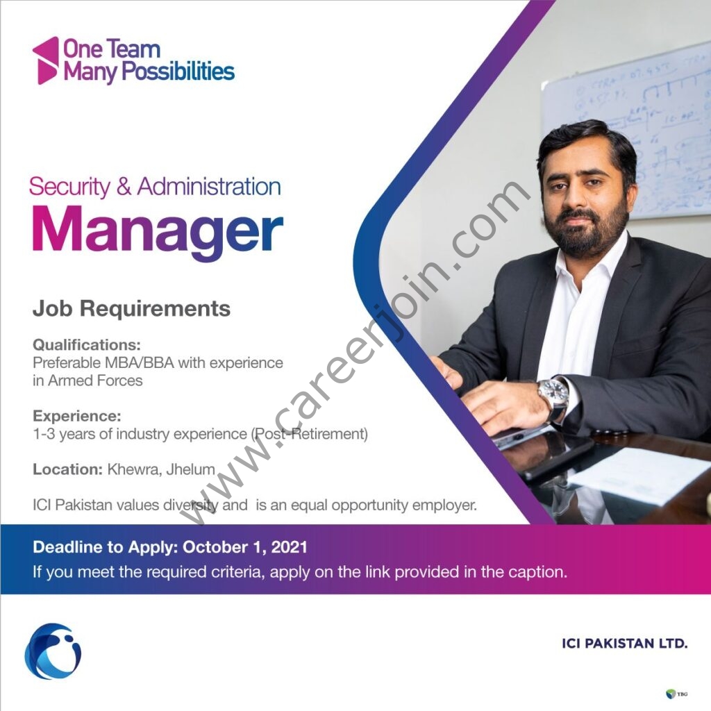 ICI Pakistan Limited Jobs Security and Administration Manager 01