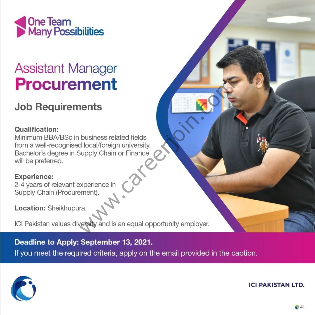 ICI Pakistan Limited Jobs Assistant Manager Procurement 01