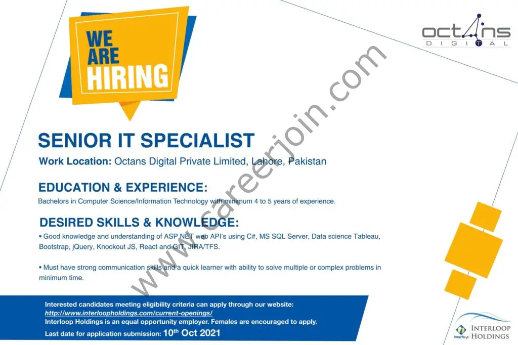 Octans Digital Pvt Ltd Jobs Senior IT Specialist 01
