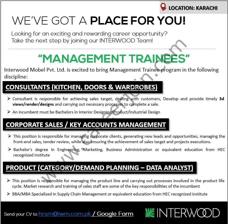 Interwood Mobel Pvt Limited Jobs Management Trainees MT 01