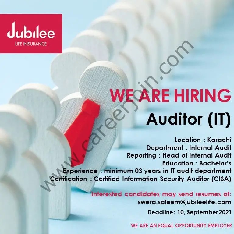 Jubilee Life Insurance Company Pvt Ltd Jobs Auditor IT 01