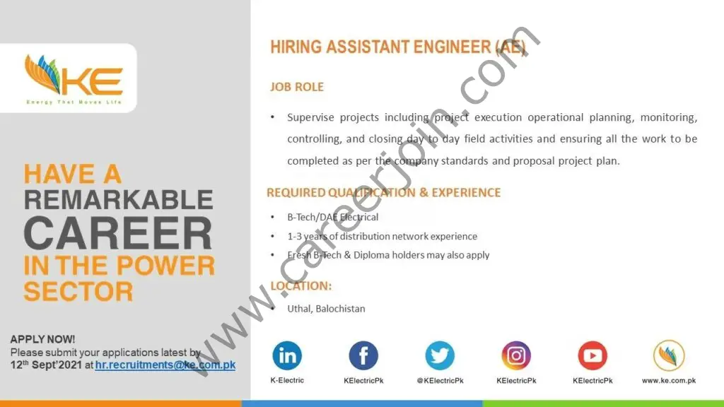 K-Electric Jobs Assistant Engineer AE 01