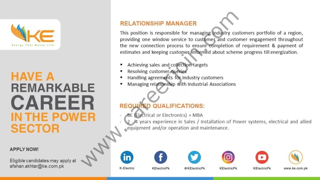 K Electric Jobs Relationship Manager 01