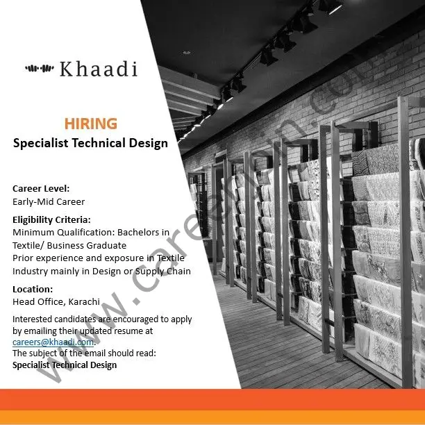 Khaadi Pakistan Jobs Specialist Technical Design 01