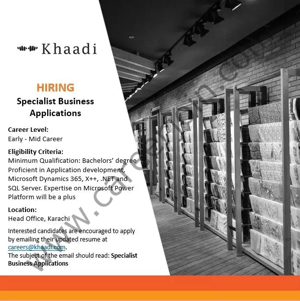 Khaadi Pakistan Jobs Specialist Business Applications 01
