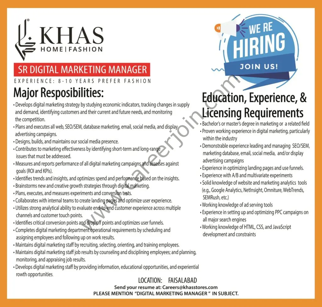 Khas Stores Jobs Digital Marketing Manager 01