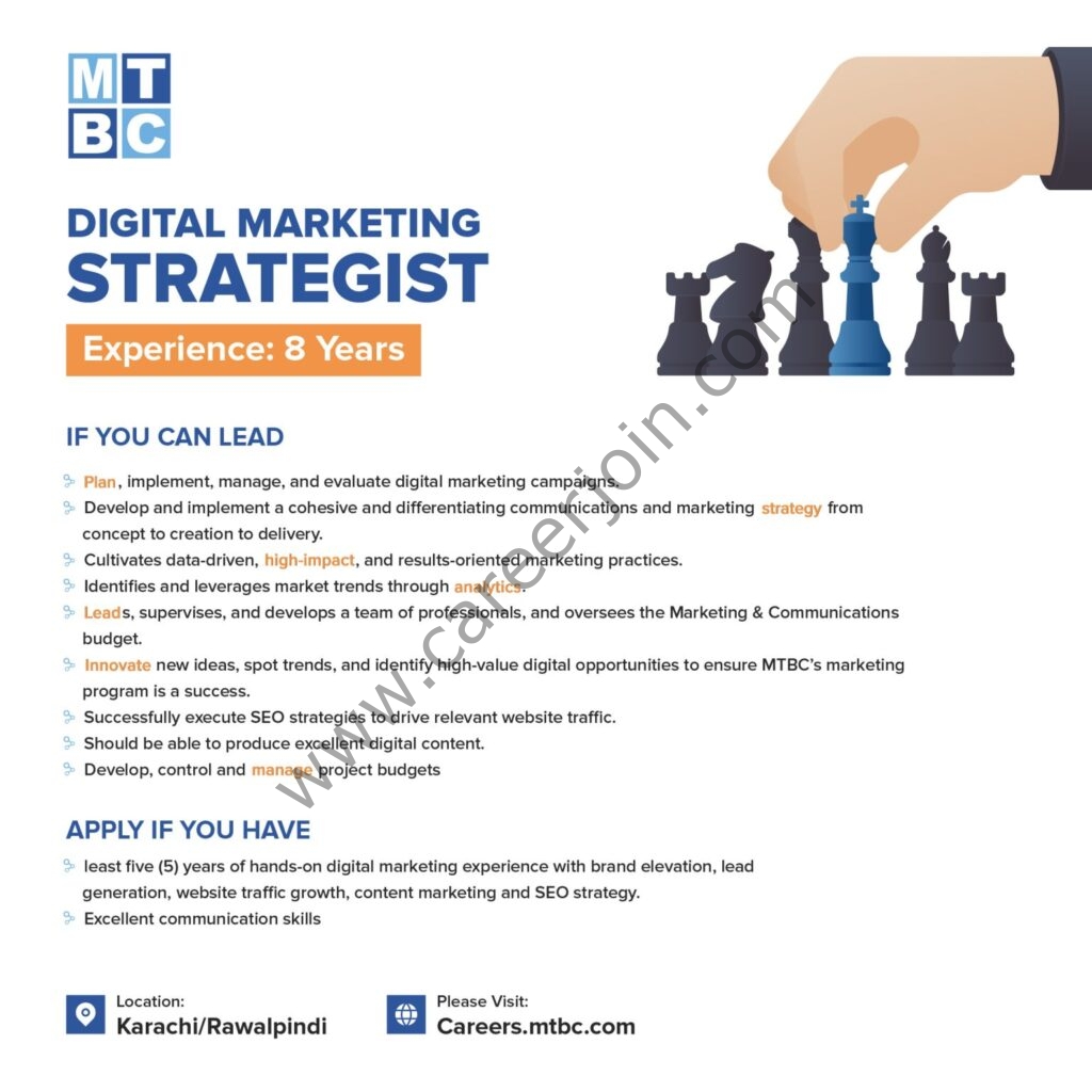 MTBC Pakistan Jobs Digital Marketing Strategist 01
