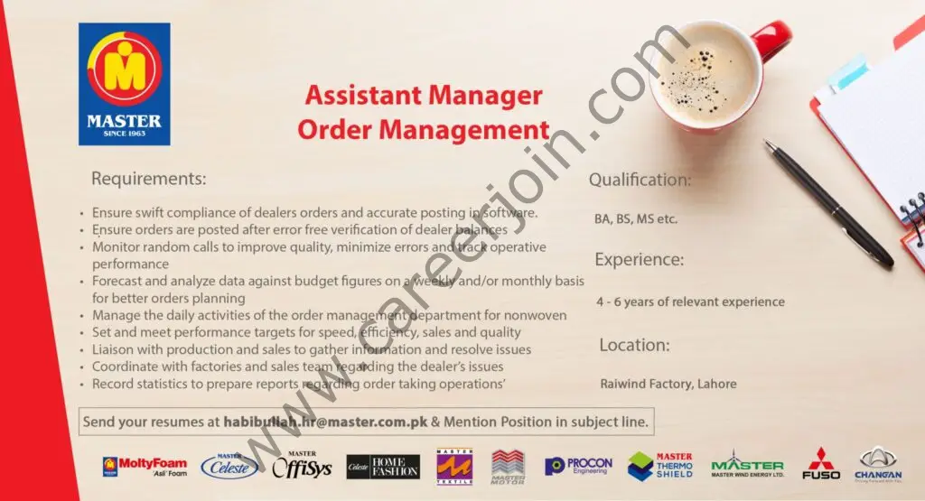 Master Group Of Companies Jobs Assistant Manager Order Management 01