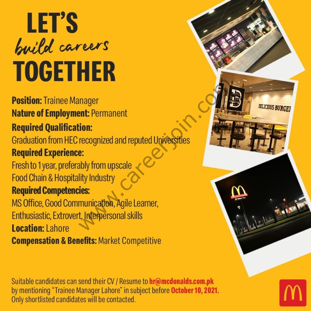 McDonald's Pakistan Jobs Trainee Manager 01