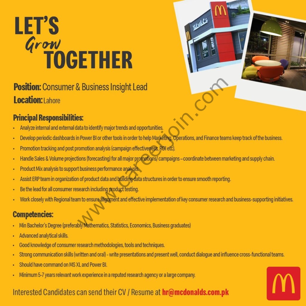 McDonald's Pakistan Jobs Customer & Business Insight Lead 01