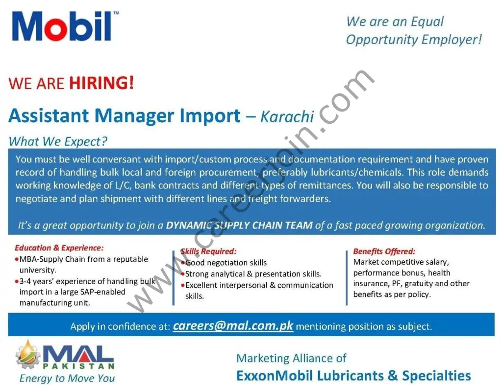 MAL Pakistan Jobs Assistant Manager Import 01